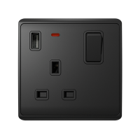 LONDON SINGLE SOCKET 1P BUTTON SWITCH NEON+USB AN