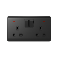 LONDON DOUBLE SOCKET WITH 1P BUTTON SWITCH NEON AN