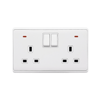 LONDON DOUBLE SOCKET WITH 1P BUTTON SWITCH NEON WH