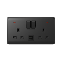 LONDON 2P DOUBLE SOCKET 2P  SWITCH NEON+USB AN