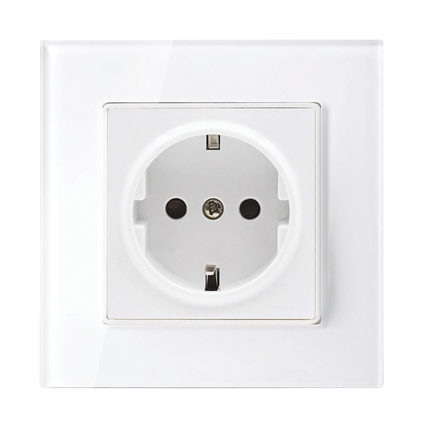 GERMAN TYPE SOCKET 16A GLASS FRAME WHITE