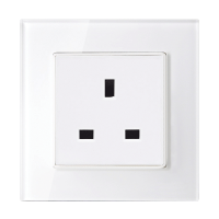 UK TYPE SOCKET 13A GLASS FRAME WHITE                                                                                                                                                                                                                           