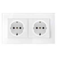 GERMAN TYPE DOUBLE SOCKET 16A GLASS FRAME WHITE