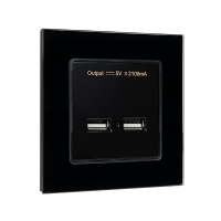 DOUBLE USB SOCKET GLASS FRAME BLACK                                                                                                                                                                                                                            