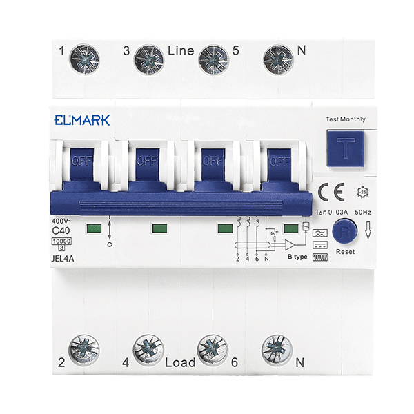 ELECTRONIC Personskyddsbrytare RCBO JEL4A 6kA 4P 6A/30mA