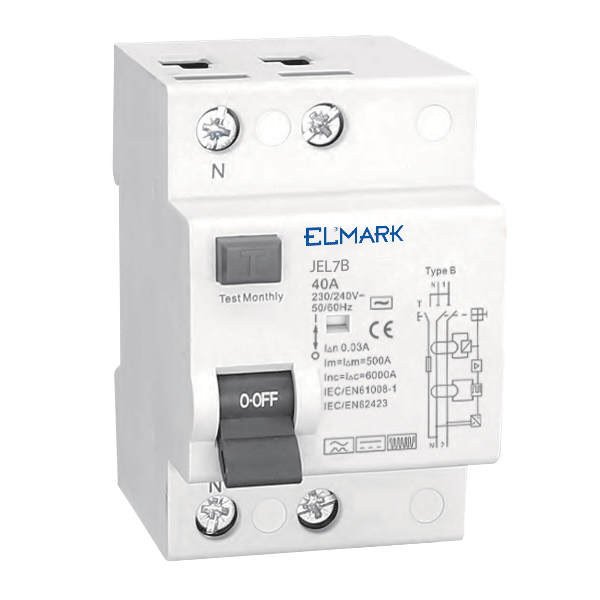 ELECTROMAGNETIC jordfelsbrytare RCCB JEL7B 10kA 2P TYP B 25A/30mA