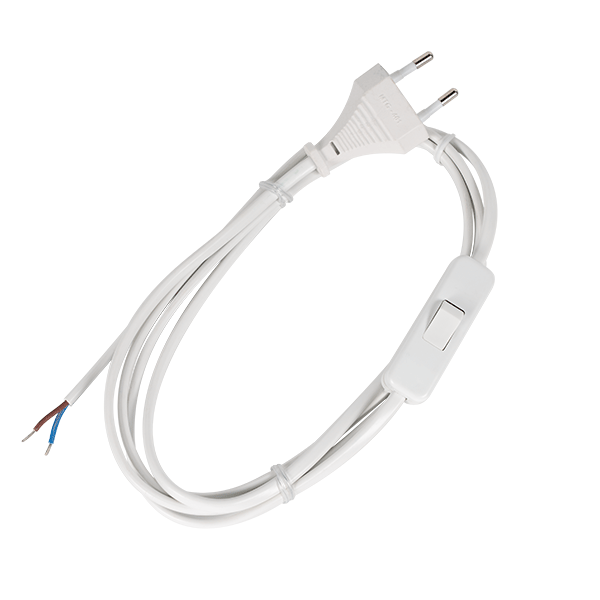 POWER CABLE H03VV-F 2G0,50MM? WITH SWITCH 2M WHITE