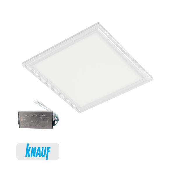 LED PANEL FÖR GIPPSVÄGG 48W 6400K 595x595mm VIT+FÖRSTA HJÄLPEN LÅDA