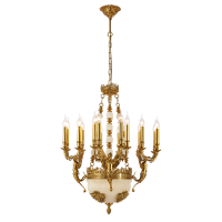 CHARLES CHANDELIER 19XE14 BRASS/JADE