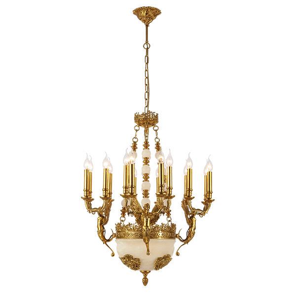 CHARLES CHANDELIER 19XE14 BRASS/JADE