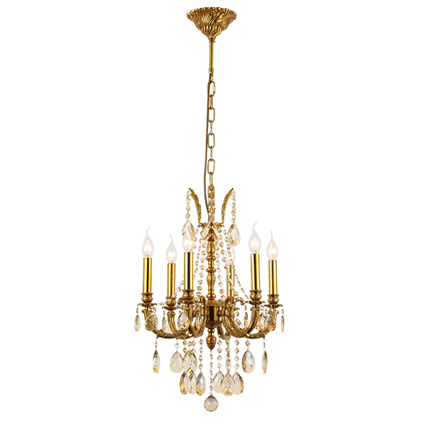 DARIAN CHANDELIER 6XE14 BRASS/CRYSTALS