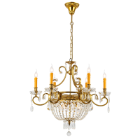 GEORGE CHANDELIER 9XE14 BRASS/CRYSTALS