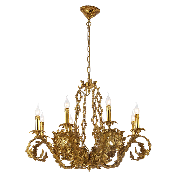 PHILIP CHANDELIER 8XE14 BRASS