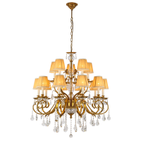 RALPH CHANDELIER 15XE14 BRASS/CRYSTALS