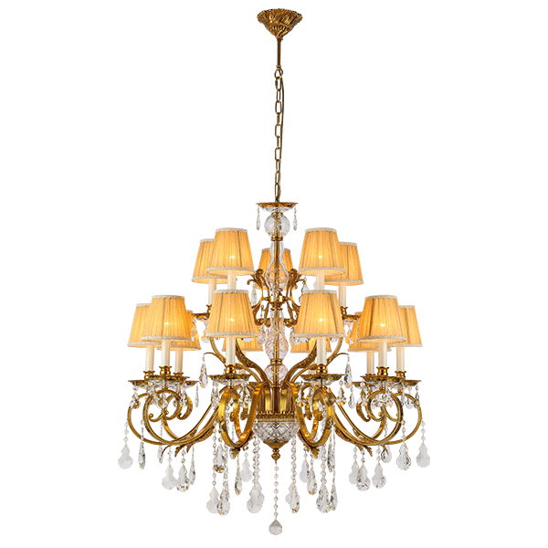 RALPH CHANDELIER 15XE14 BRASS/CRYSTALS