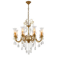 RICHARD CHANDELIER 8XE14 BRASS/CRYSTALS