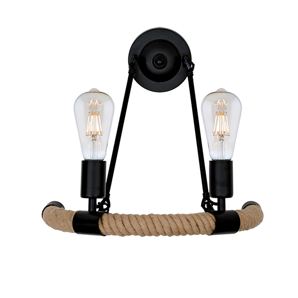 ROPE VÄGGLAMPA 2XE27 SVART