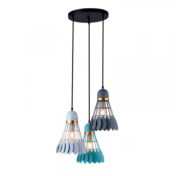 SHUTTLE PENDELLAMPA 3xE27 VIT/GRÅ/GRÖN