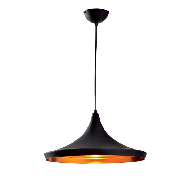 TIM-1B HÄNGLAMPA 1xE27 D350mm, SVART/GULD