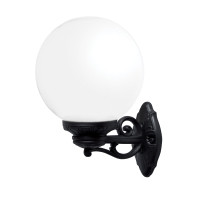 GLOBE 250 OPAL GARDEN WALL LAMP 1XE27 IP55 BLACK                                                                                                                                                                                                               
