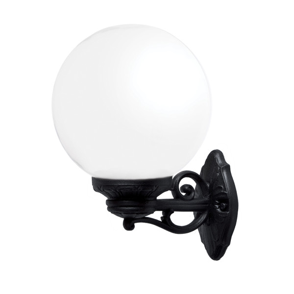 GLOBE 250 OPAL GARDEN WALL LAMP 1XE27 IP55 BLACK                                                                                                                                                                                                               