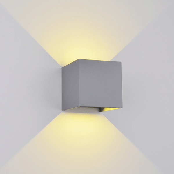 969 LED VÄGGLAMPA KVADRAT 2X5W 4000K IP54 GRÅ