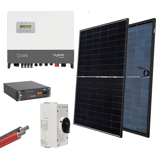 HYBR. SOLAR SYSTEM 3P/6kW 430W PANELS WITH BATT.                                                                                                                                                                                                               