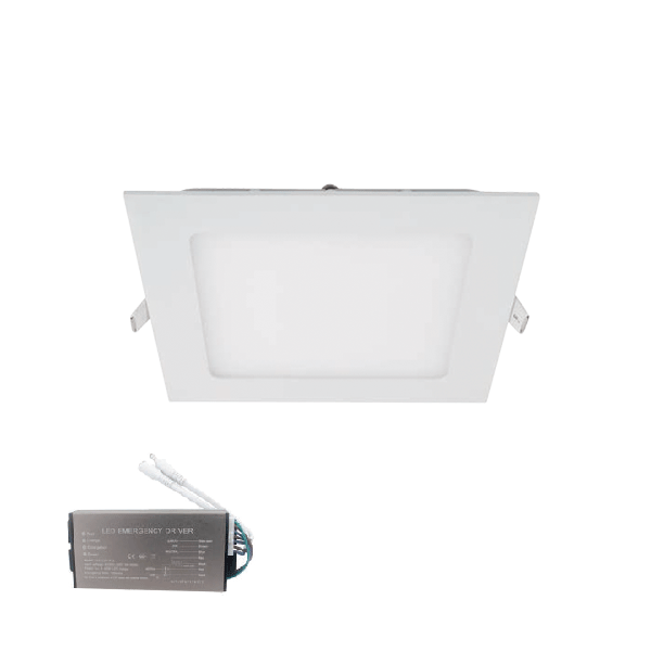 LED-PANEL KVADRATISK NEDFÖRSÄNKT MONTERING 18W 6400K 225X225mm MED NÖDSTOPP